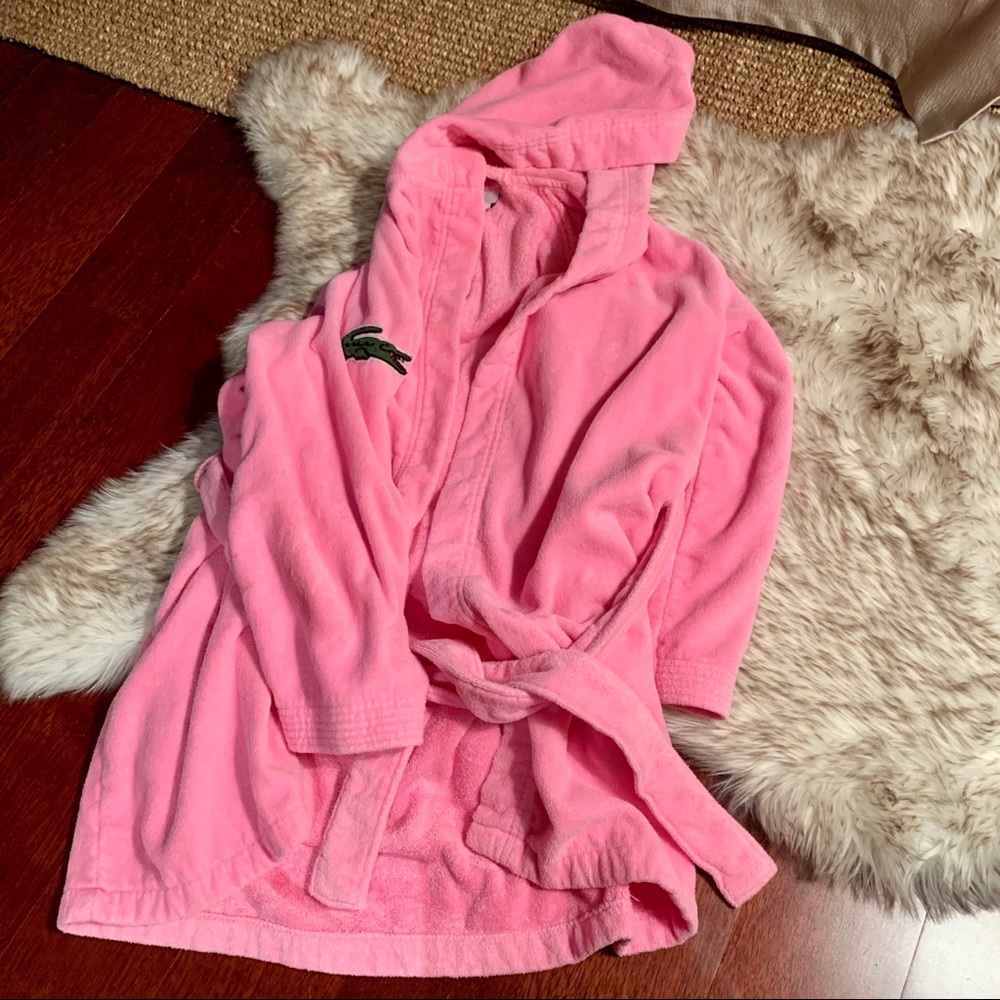 Lacoste Hooded Logo Terry Velor Self Belt Robe